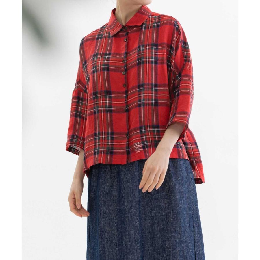 ノップドゥノッド（nop de nod）/Ciel リネンタータン6分袖シャツ nop de nod（ノップドゥノッド） Ciel リネンタータン6分袖シャツ