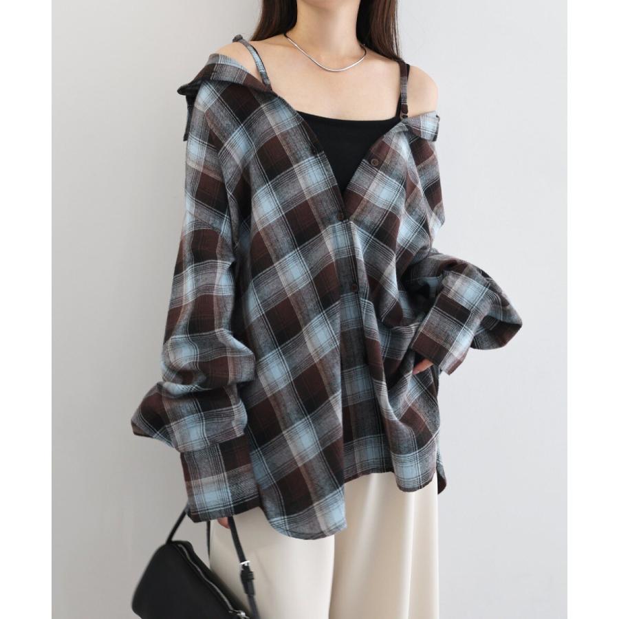 andme（アンドミー） 2way チェック シャツ ブラウス キャミソール