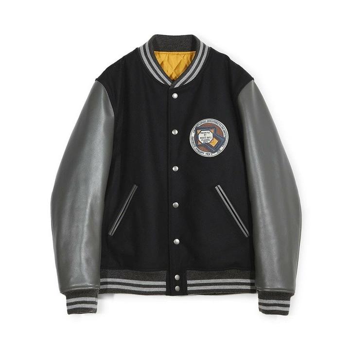 84y MEN'S BIGI ウールレザースタジアムジャケット名作 初期 本人期 MEN'S BIGI（メンズビギ） 【1983年復刻デザイン】Super140 ウール