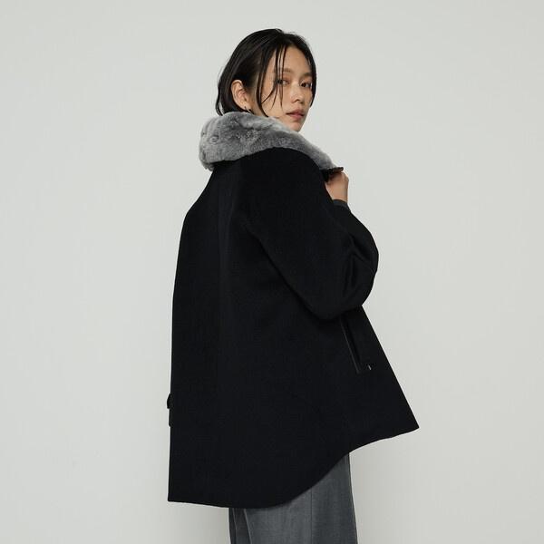 もりのこ　K.T 　キヨコタカセ　アンゴラウール Aラインショートコート アンゴラウール Aラインショートコート（01-15WI03-204）｜K.T キヨコ