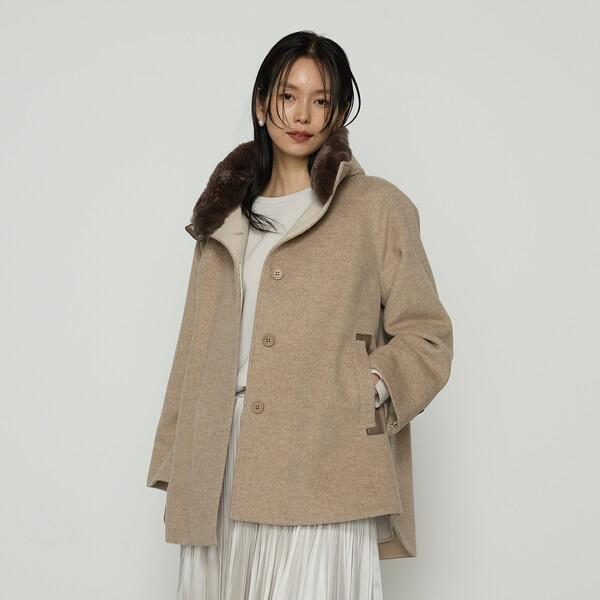 K.T KIYOKO TAKASE アンゴラウール ショートコート ブラウン K.T KIYOKO TAKASE（K.T キヨコ タカセ） コート アウター アンゴラ