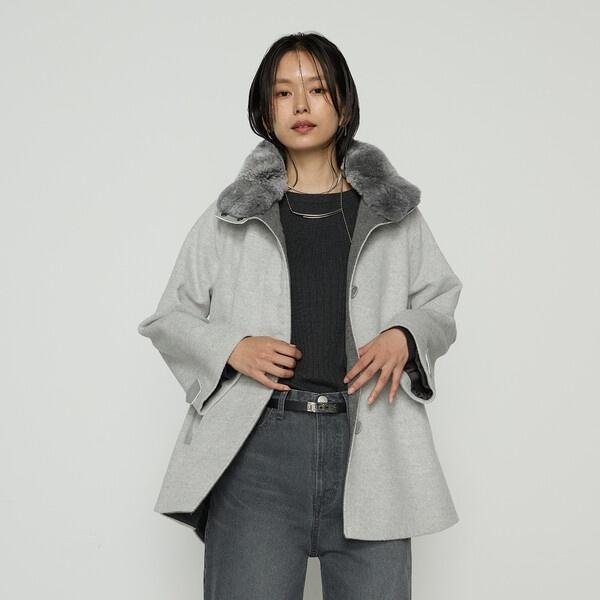 極美品✨キヨコタカセ コムサデモード アンゴラ ダッフル ファーコート ショート K.T KIYOKO TAKASE（K.T キヨコ タカセ） アンゴラウール ・Aライン