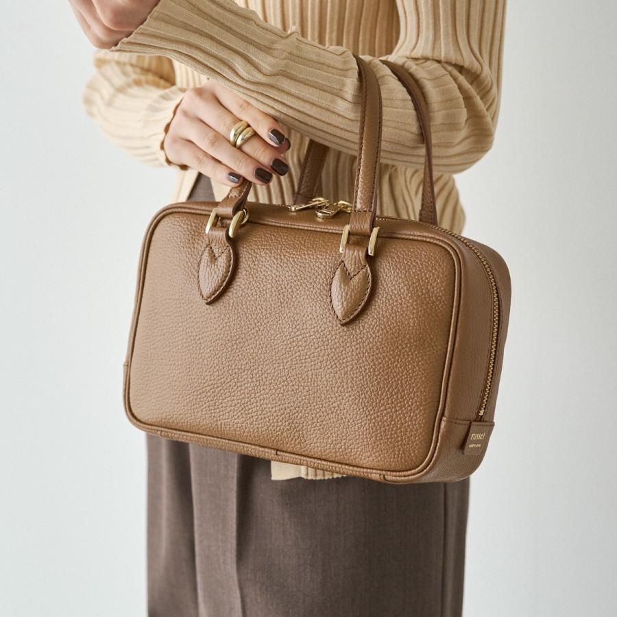 russet シュリンクレザー2WAYミニボストンバッグ GrayBeige russet（ラシット） シュリンクレザー2WAYミニボストンバッグ(CE-1581