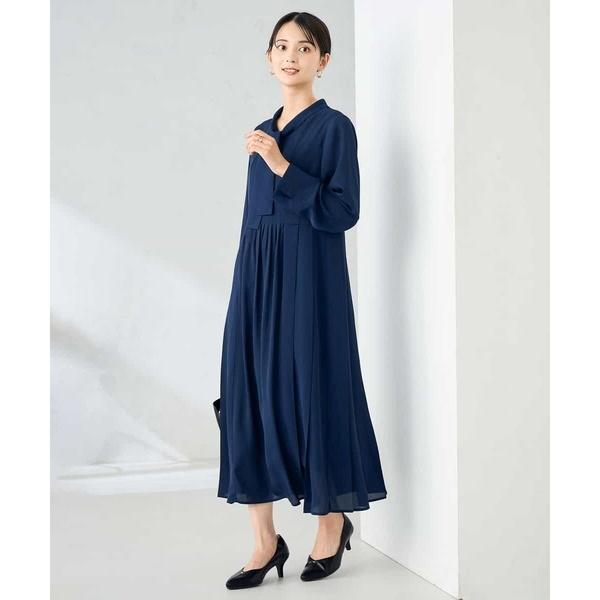 アー・ヴェ・ヴェ（a．v．v）/【洗える/WEB限定】ボウタイタックワンピース a.v.v（アー・ヴェ・ヴェ） 【洗える/WEB限定】ボウタイタック