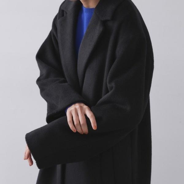 【美品】オペークドットクリップ黒ウールカシミヤブレンドキルティングコートL 40 OPAQUE.CLIP（オペークドットクリップ） コート チェスターコート
