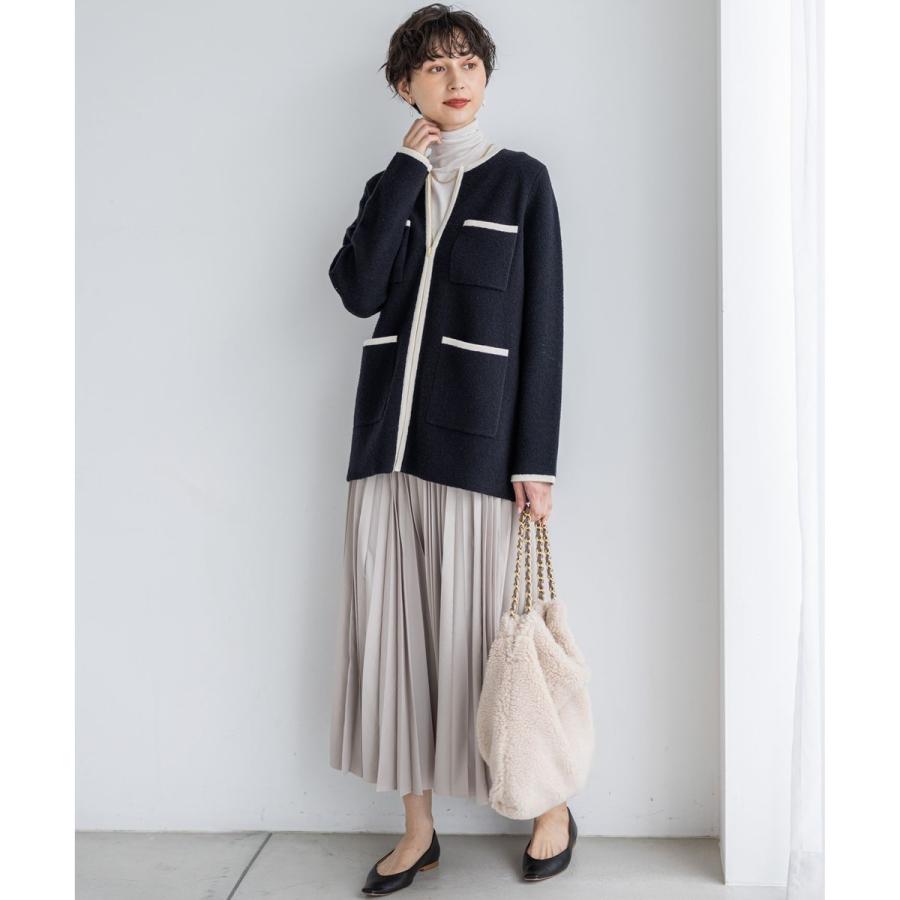 完売品⭐︎23区　【洗える】ミニブークレニット バイカラー ジャケット 23区（ニジュウサンク） 【洗える】ミニブークレニット バイカラー