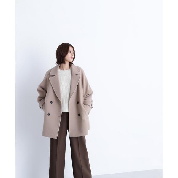 ダブルブレストフォルムミドルコート　ブラウン NATURAL BEAUTY BASIC（ナチュラルビューティーベーシック） ダブル