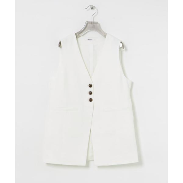 新品未使用　コットンリネンノーカラージレ　ホワイト　アーバンリサーチ セール】コットンリネンノーカラージレ（ベスト）｜URBAN