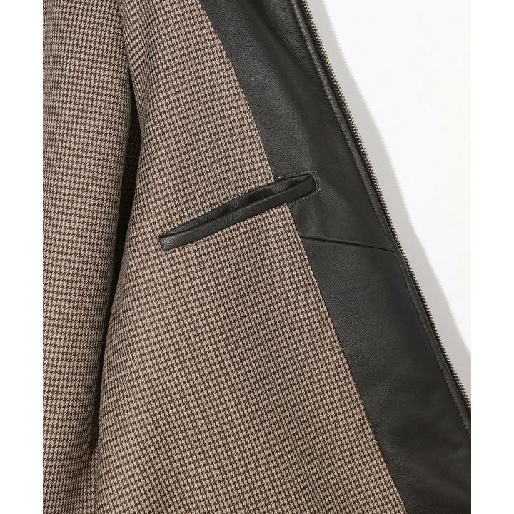 スタンドカラーシングルライダース シープレザージャケット＜エイジング加工＞の画像