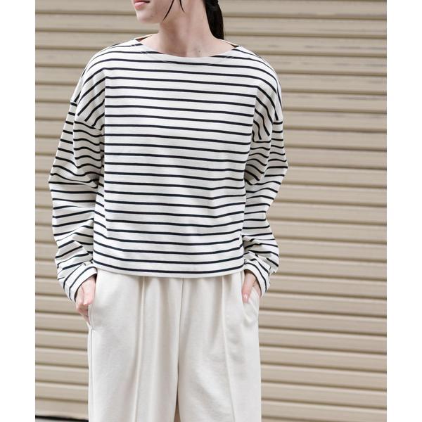 コットンリブバックUネックプルオーバー ボーダー URBAN RESEARCH DOORS（アーバンリサーチドアーズ） URBAN RESEARCH