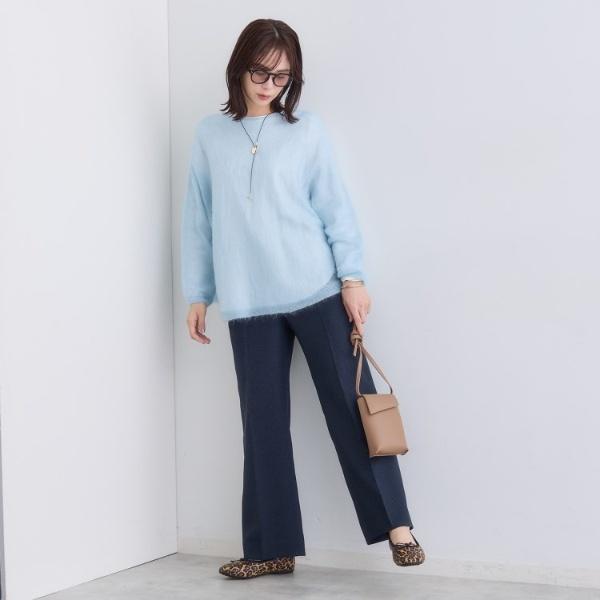 INDIVI（インディヴィ） 【褒められパンツウール調素材】ラメ混ワイド