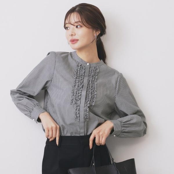 美品　SCYE Drawer別注 ピコフリルブラウス バンドカラー シャツ 白 極美品✨SCYE Drawer別注 ピコフリルブラウス バンドカラー シャツ 白