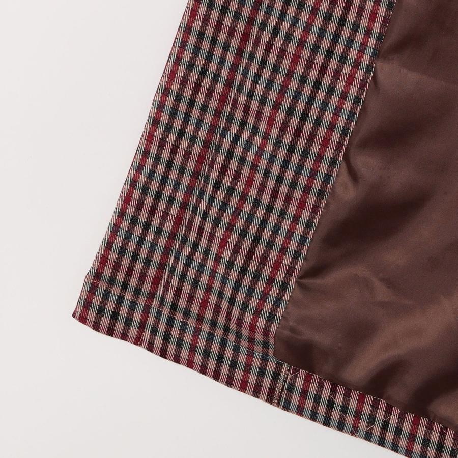 SHIPS any any: キルティング チェック ステンカラー Aライン ロング