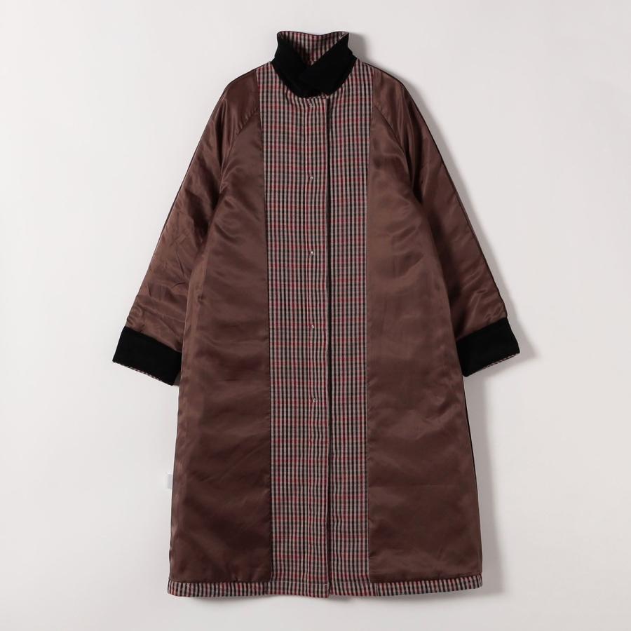 SHIPS any any: キルティング チェック ステンカラー Aライン ロング