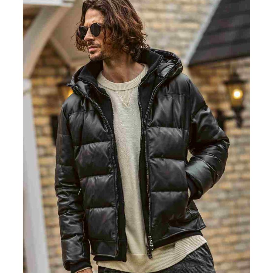 AKM Contemporary シープレザーレイヤードダウンジャケット【WEB/直営