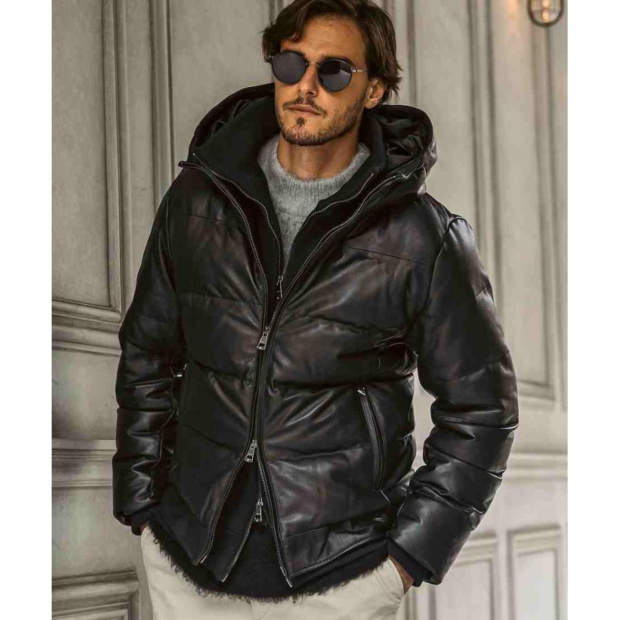 AKM Contemporary シープレザーレイヤードダウンジャケット【WEB/直営