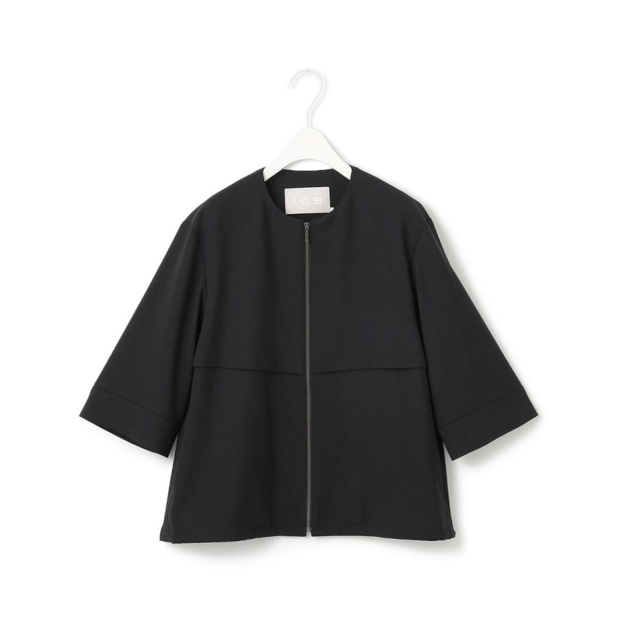 ICB（アイシービー） ウール2WAYストレッチ ノーカラーブルゾン