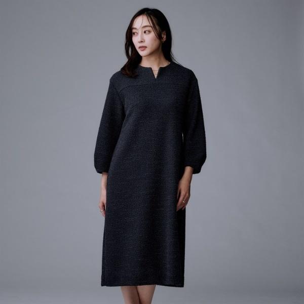 今期アンタイトル　ツイードライクジャージ サックワンピース　新品　42 13号 UNTITLED（アンタイトル） 【洗えるストレッチ】ツイードジャージ