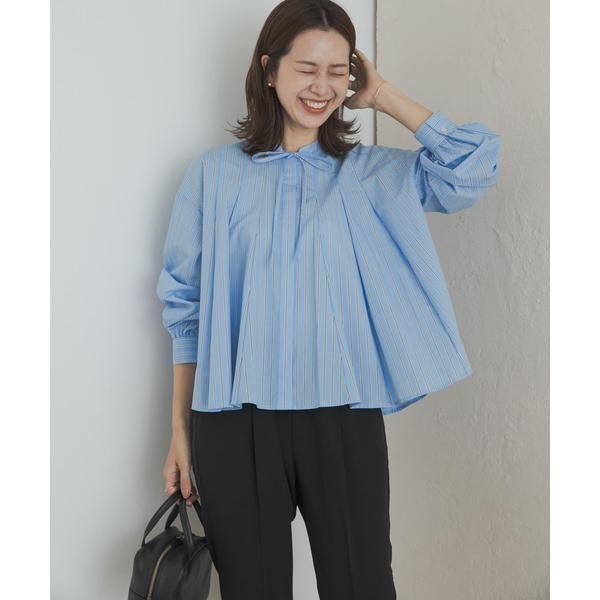 URBAN RESEARCH DOORS ストライプリボンフレアブラウス URBAN RESEARCH DOORS（アーバンリサーチドアーズ） ストライプリボン