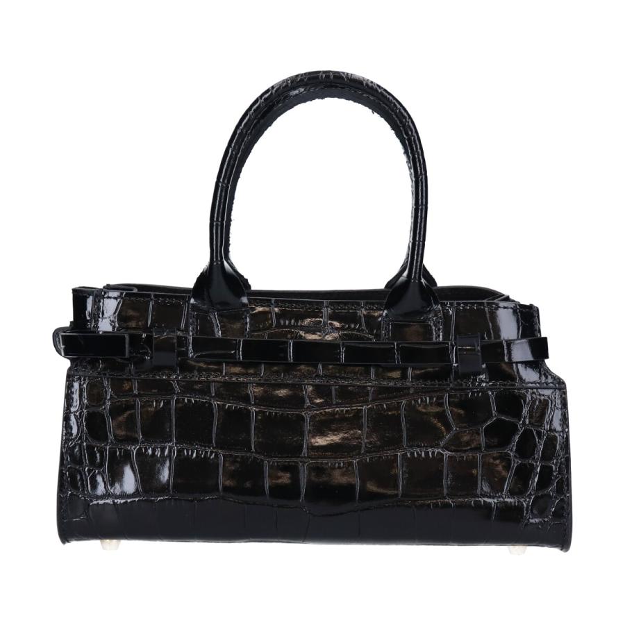 Christian Villa クロコ型押し 2WAY バッグ 黒 セール】【CHRISTIAN VILLA】クロコ型押し 2way横長レザーバッグ
