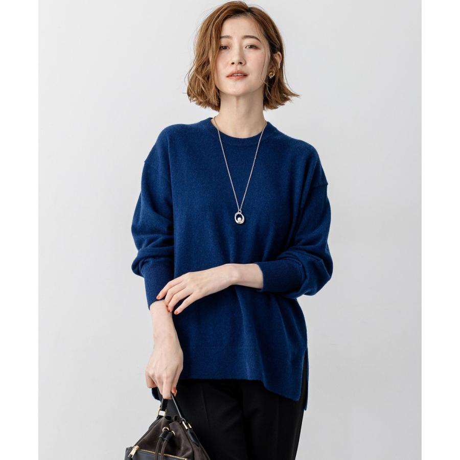 4 防風カシミヤクルーネックニットプルオーバー タグ付き 未使用 M ニット クルーネック 【洗える】ピュアカシミヤ 23区（大きいサイズ） ネイビー メンズウェア