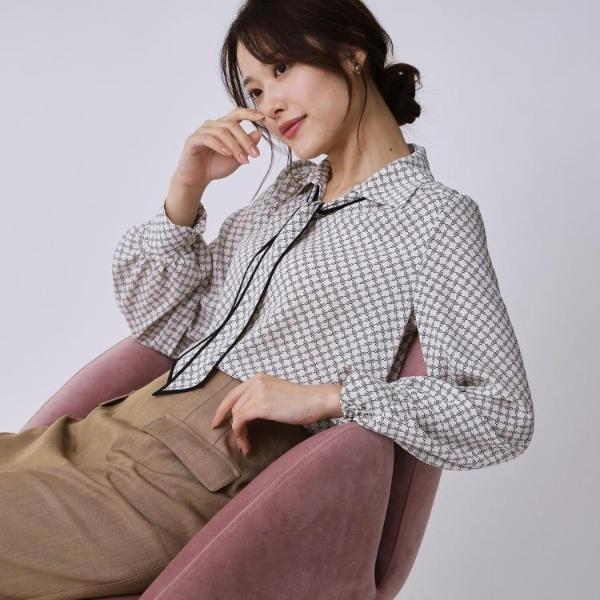 ル フィル LE PHIL 24AW チェックジャガードブラウス オーバーサイズ F