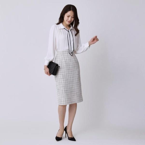 クード シャンス（COUP DE CHANCE）/【手洗い可／ボウタイ取外し可】配色パイピングボウブラウス COUP DE CHANCE（クードシャンス） 【手洗い可／ボウタイ取外し可