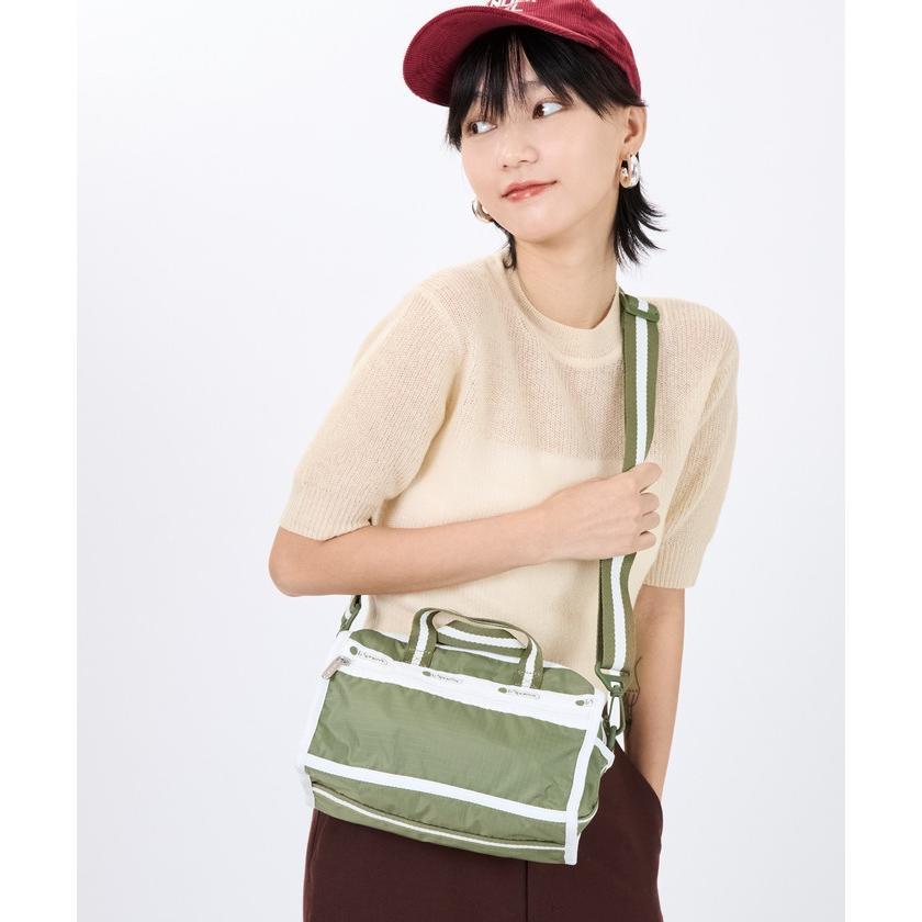 【レスポートサック】スクエア 無地ショルダーバッグ ストライプ カーキ×ベージュ LeSportsac（レスポートサック） ショルダーバッグ レディース DELUXE
