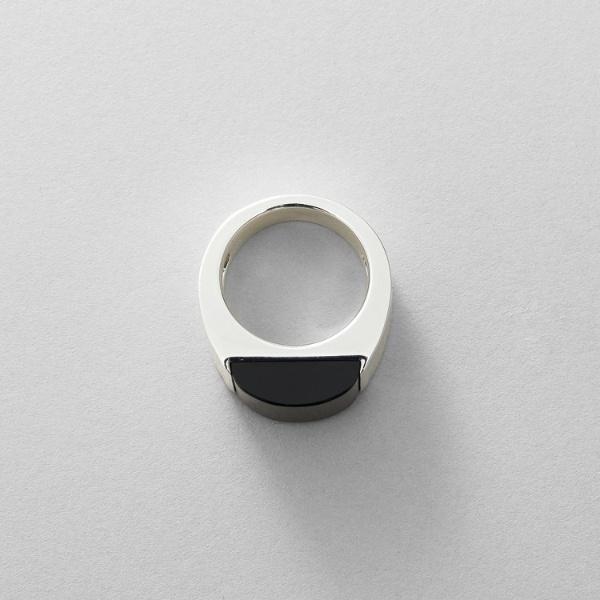 シルバー オニキス バフトップカットリング_5