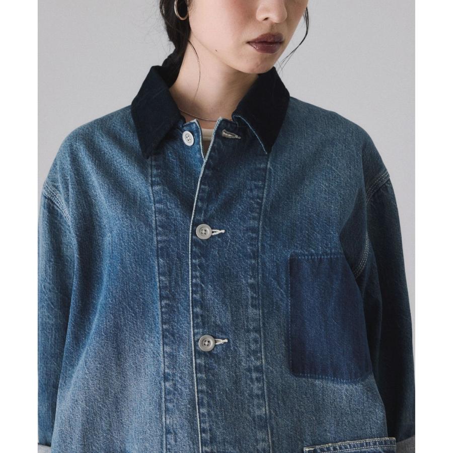 美品 アダムエロペ デニム＆カツラギカバーオール デニムジャケット ADAM ET ROPE'（アダムエロペ） 【サステナブル】デニム＆カツラギ