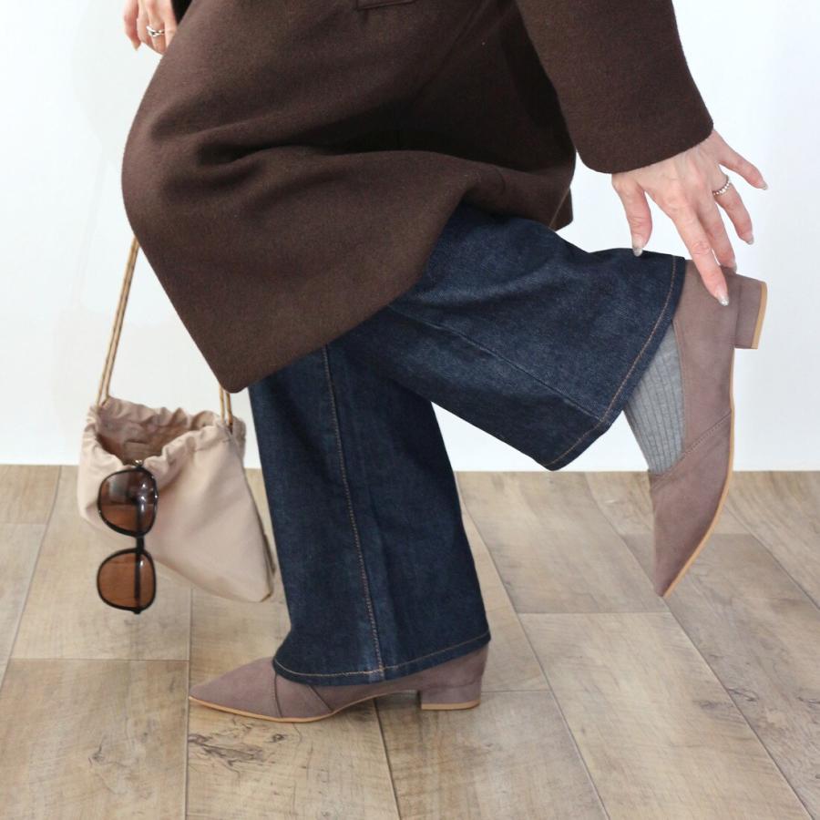 Fin（フィン） 【25秋冬新作】ポインテッドトゥ切替えフラットシューズ