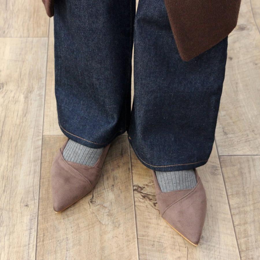 Fin（フィン） 【25秋冬新作】ポインテッドトゥ切替えフラットシューズ