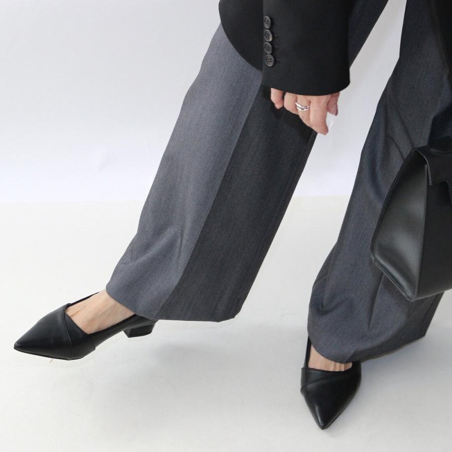 Fin（フィン） 【25秋冬新作】ポインテッドトゥ切替えフラットシューズ