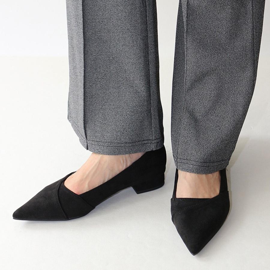 Fin（フィン） 【25秋冬新作】ポインテッドトゥ切替えフラットシューズ