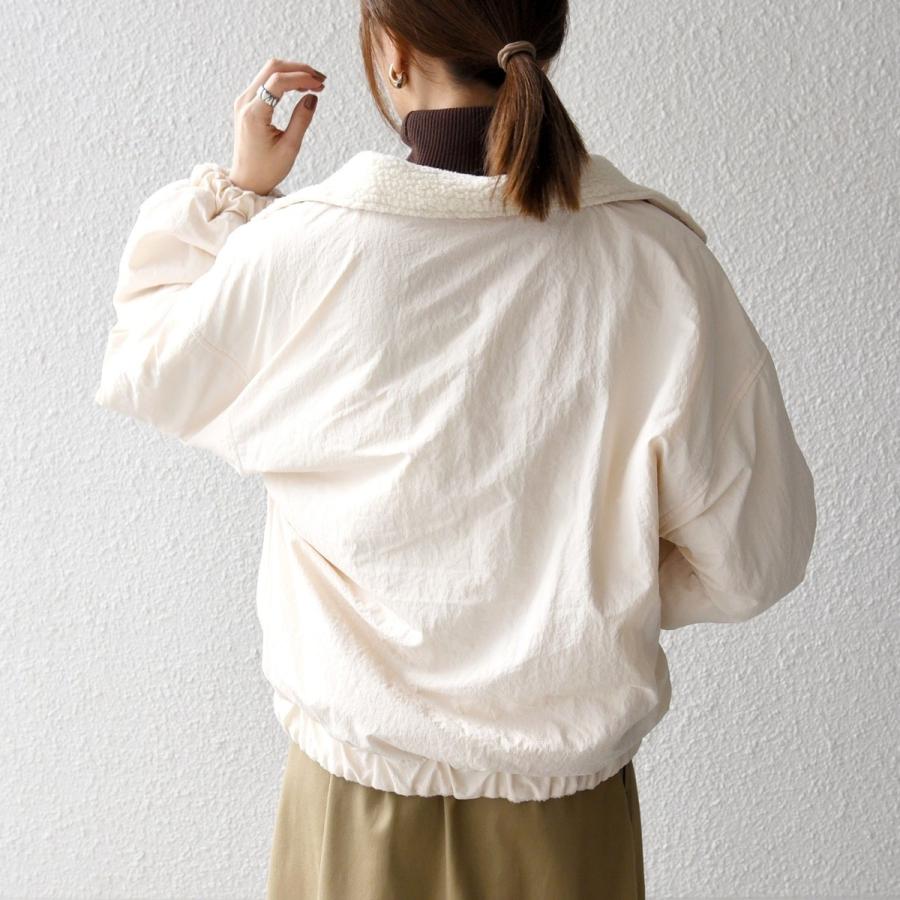 SHIPS any any: ナイロン × ボア リバーシブル スタンドカラー