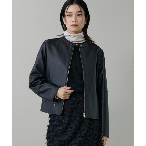 ラムレザー ジップアップブルゾンの画像