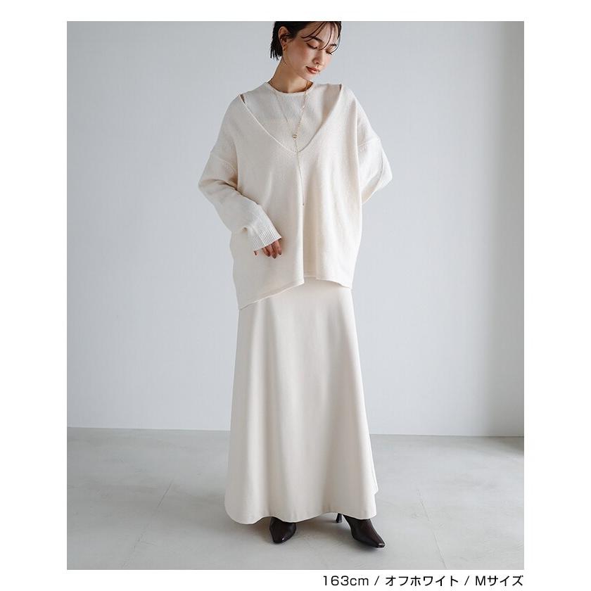 ノースリーブ 長袖 ニット トップス セット evernavy エバーネイビー