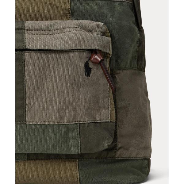 RRL 重工水洗加工ヴィンテージ風 牛革パッチ付きキャンバスバックパック POLO RALPH LAUREN（ポロ・ラルフローレン） パッチワーク キャンバス