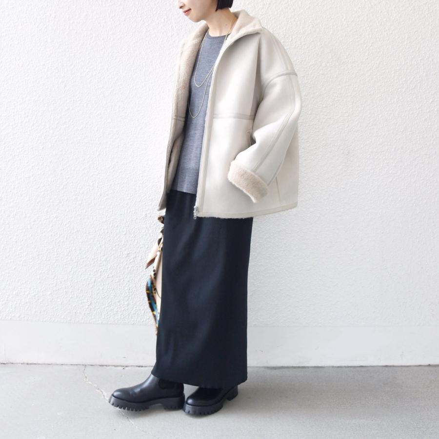 フェイク ムートン ジップ コートの画像