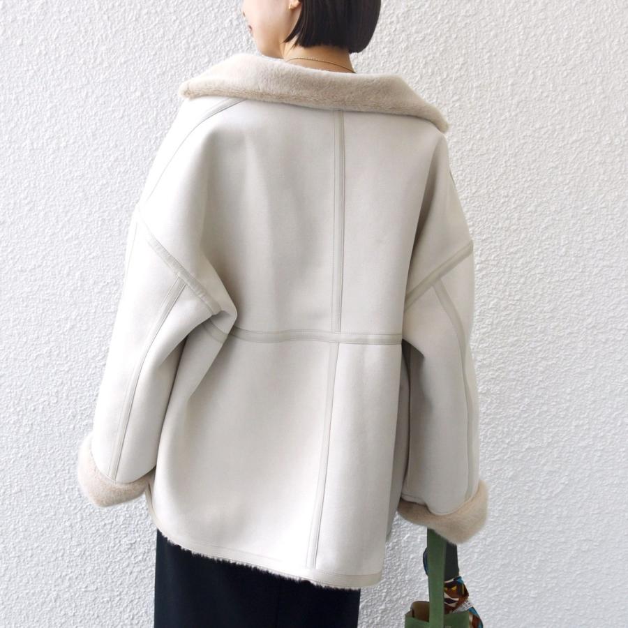 フェイク ムートン ジップ コートの画像