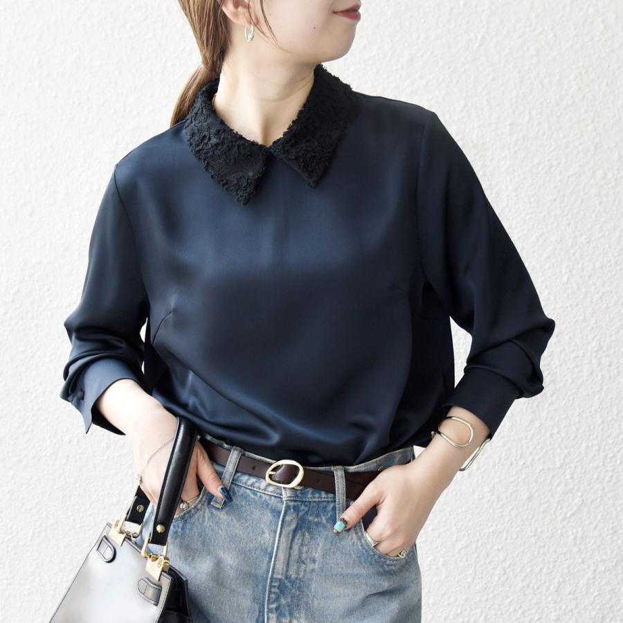 SHIPS any any:〈洗濯機可能〉サテン レースカラー ブラウス : マルイ