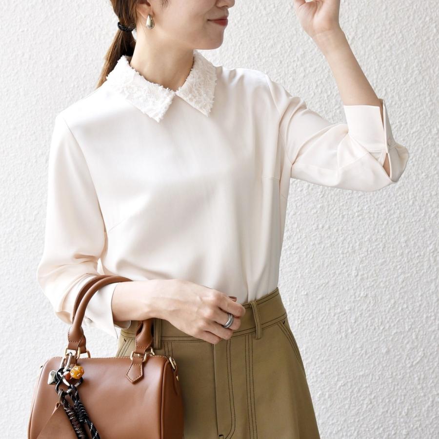 SHIPS any any:〈洗濯機可能〉サテン レースカラー ブラウス : マルイ