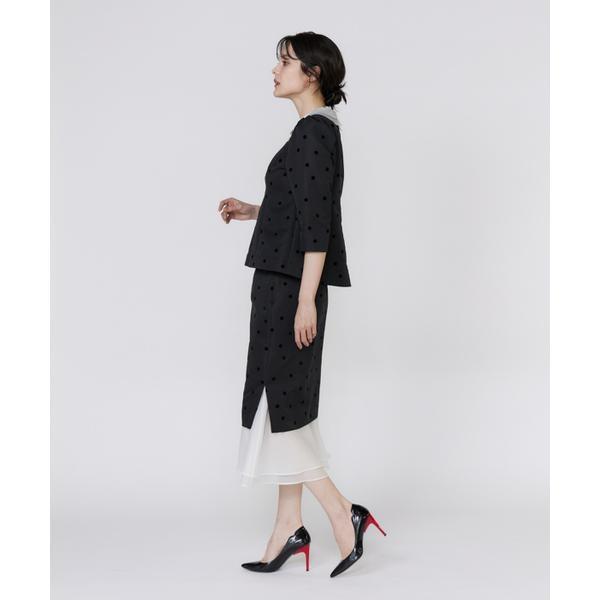 M Maglie le cassetto》ドットフロッキーシアー付け衿ブラウス