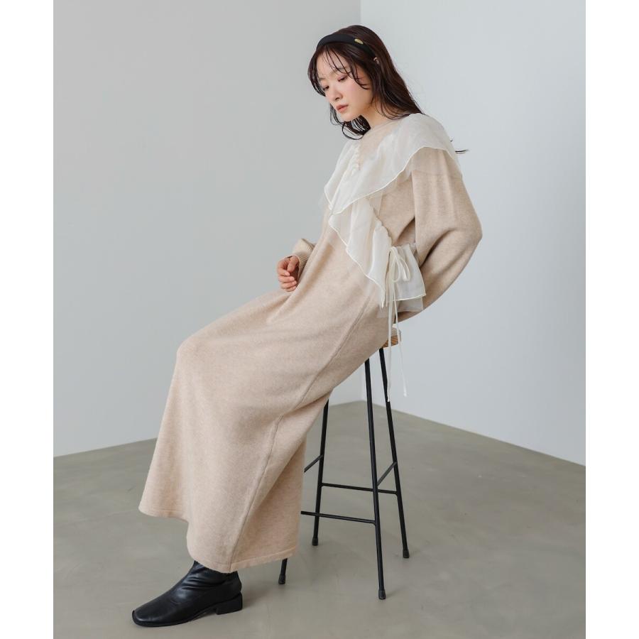 バブ 【S・M・Lサイズ展開】アシンメトリーフリルニットワンピース