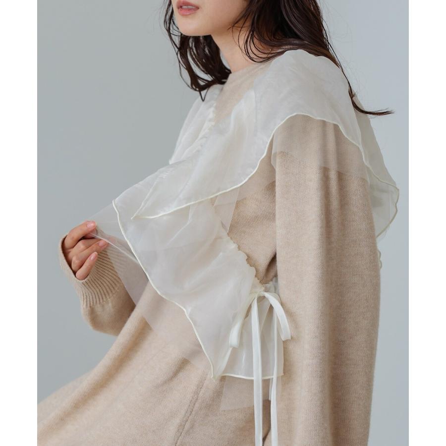 バブ 【S・M・Lサイズ展開】アシンメトリーフリルニットワンピース