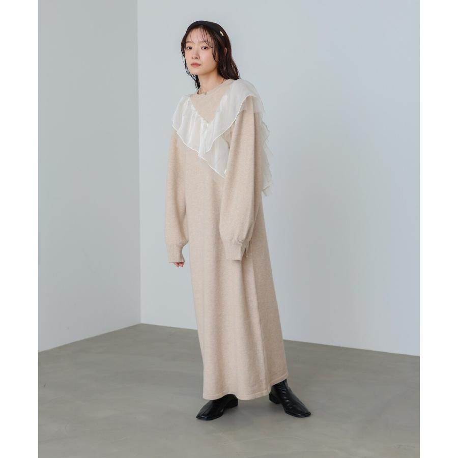 バブ 【S・M・Lサイズ展開】アシンメトリーフリルニットワンピース