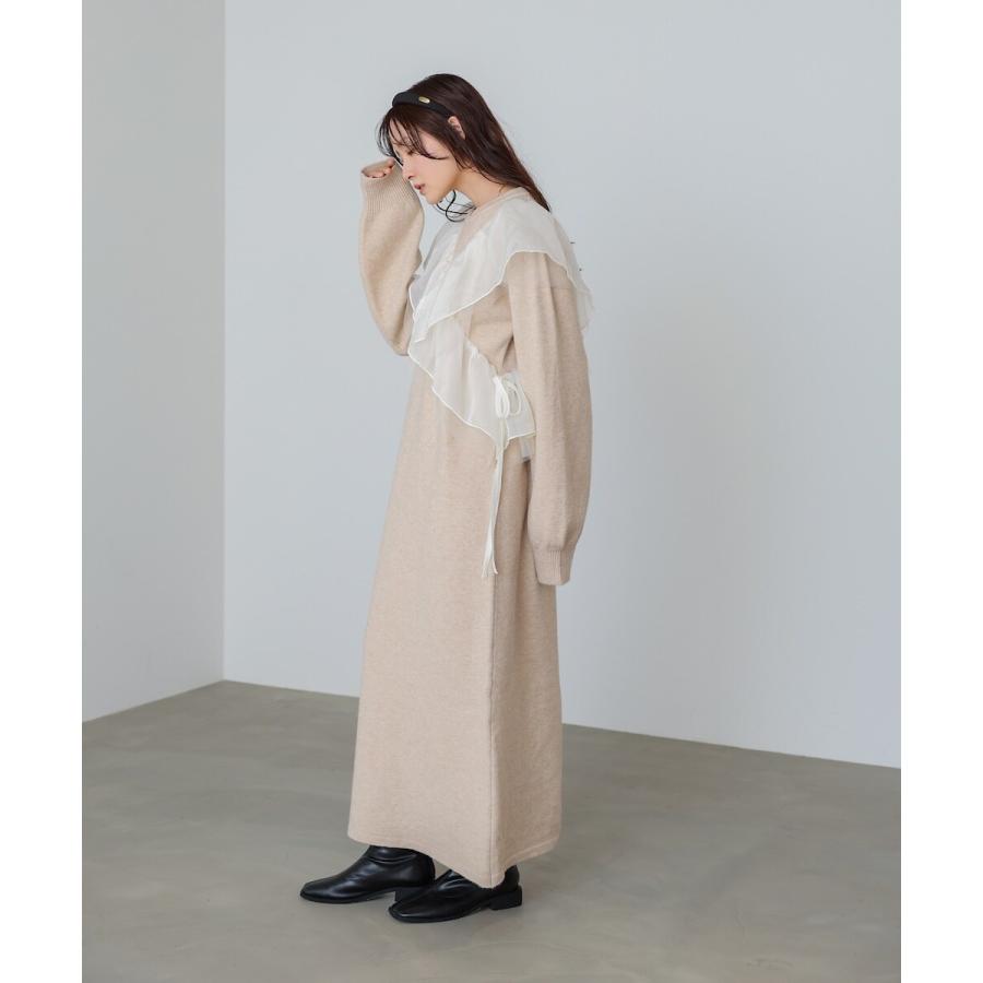 バブ 【S・M・Lサイズ展開】アシンメトリーフリルニットワンピース
