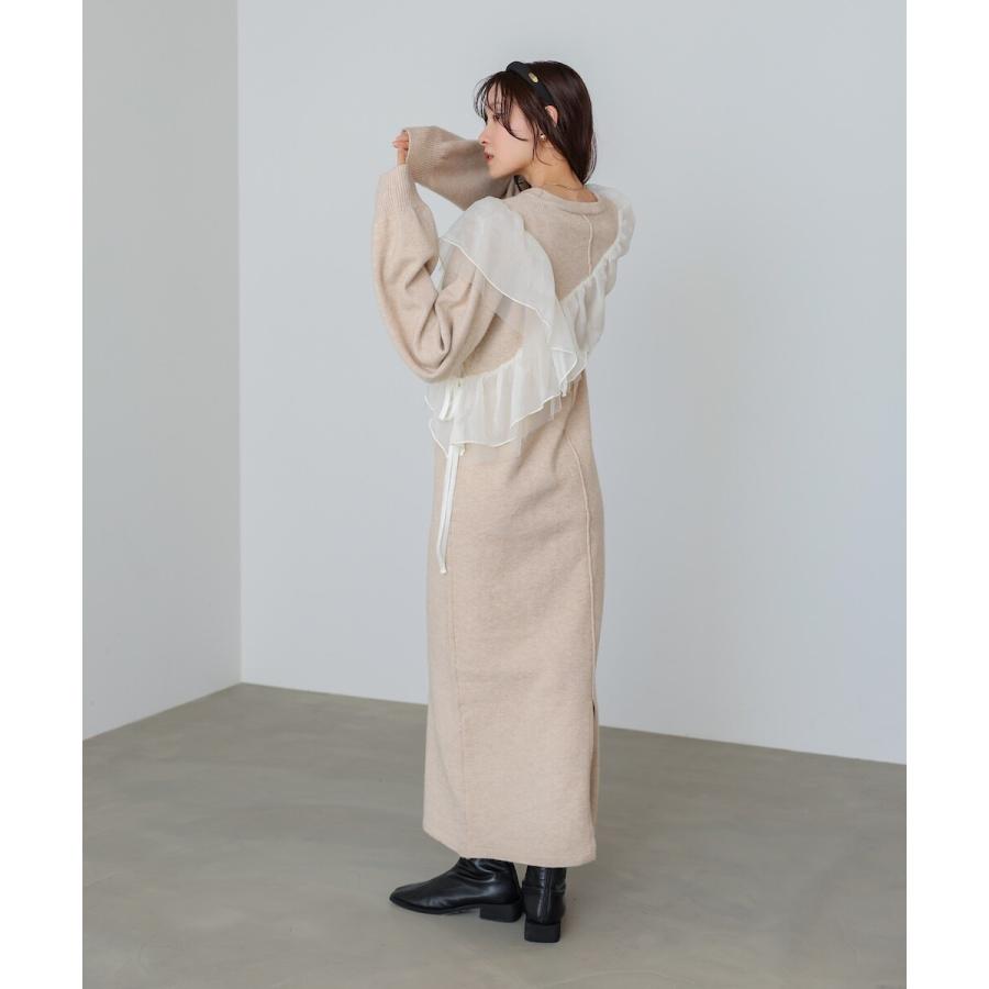 バブ 【S・M・Lサイズ展開】アシンメトリーフリルニットワンピース