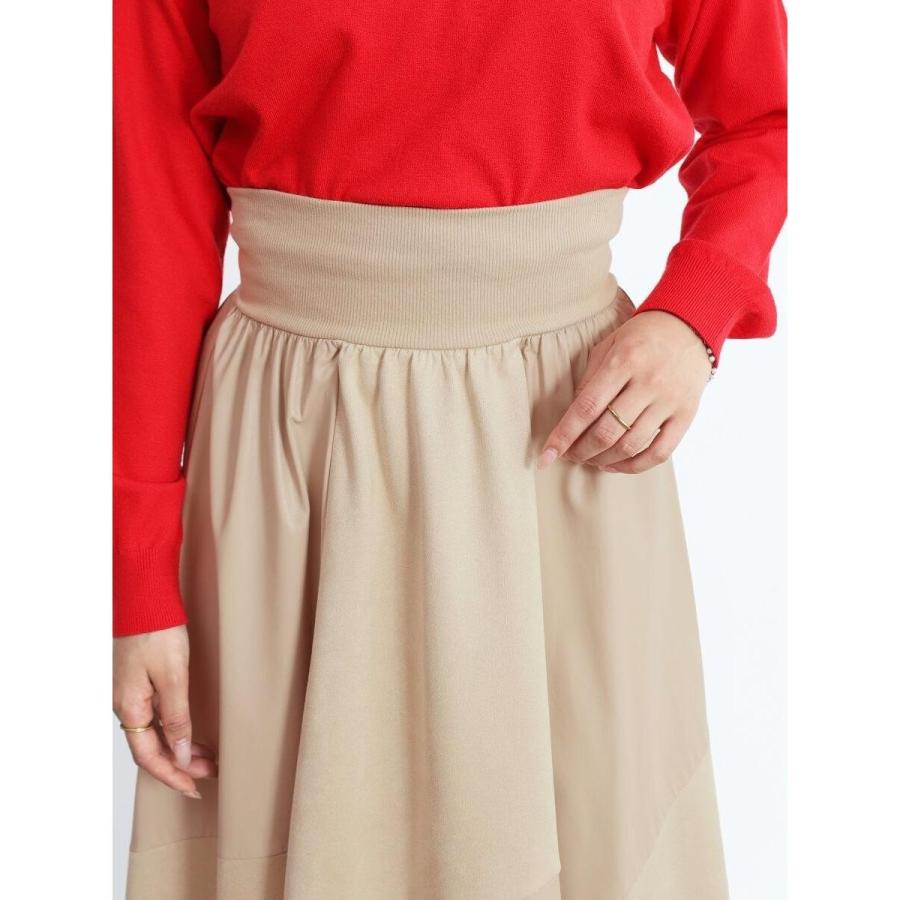 フェンネル（FENNEL）/スエード×ヴィーガンレザーランダム切り替えフレアスカート FENNEL（フェンネル） スエード×ヴィーガンレザーランダム切り替え