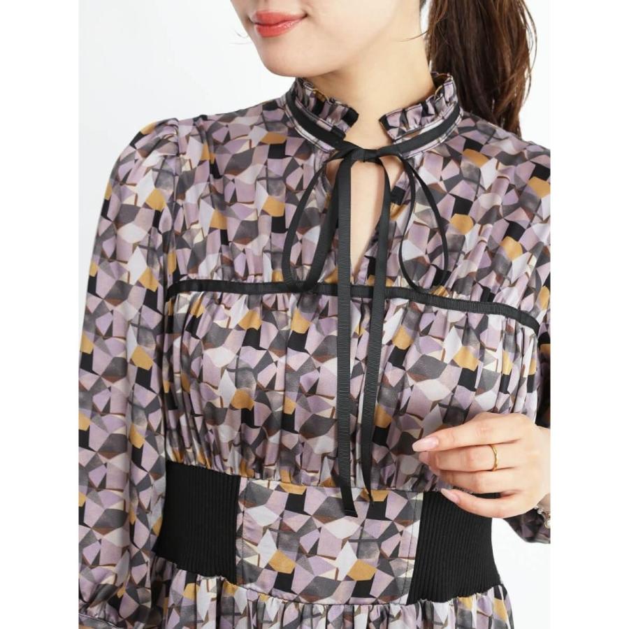 FENNEL（フェンネル） レトロパターンロングスリーブフレアワンピース